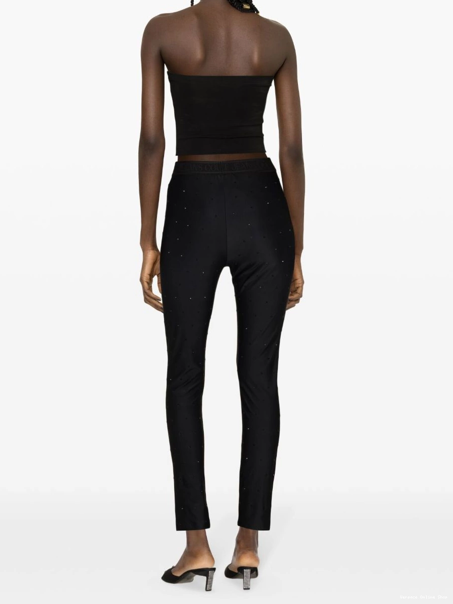 Cheap rhinestone-embellished Women leggings Couture Jeans Versace cropped 0324
